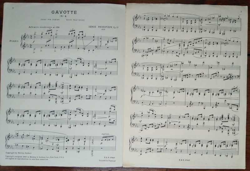 Book-Serge Prokofieff/Gavotte/Op 77 No4/Piano Seul/Boosey & Hawkes
