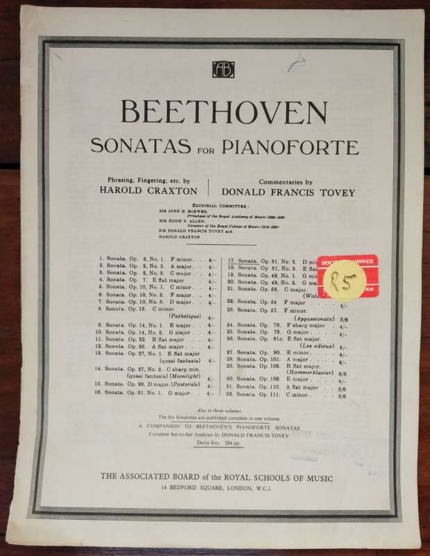 Book-Beethoven Sonatas for Pianoforte