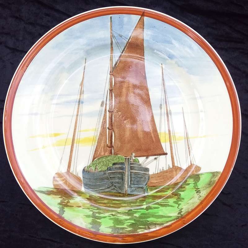 Collectable wall decor-Royal Doulton-England-Sailboat Scenery/No 18524. 1901-1922 hand painted