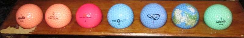 Sport-Golf Ball Collection-Memorabilia Homemade Stand with 35 Golf Balls from different competitions