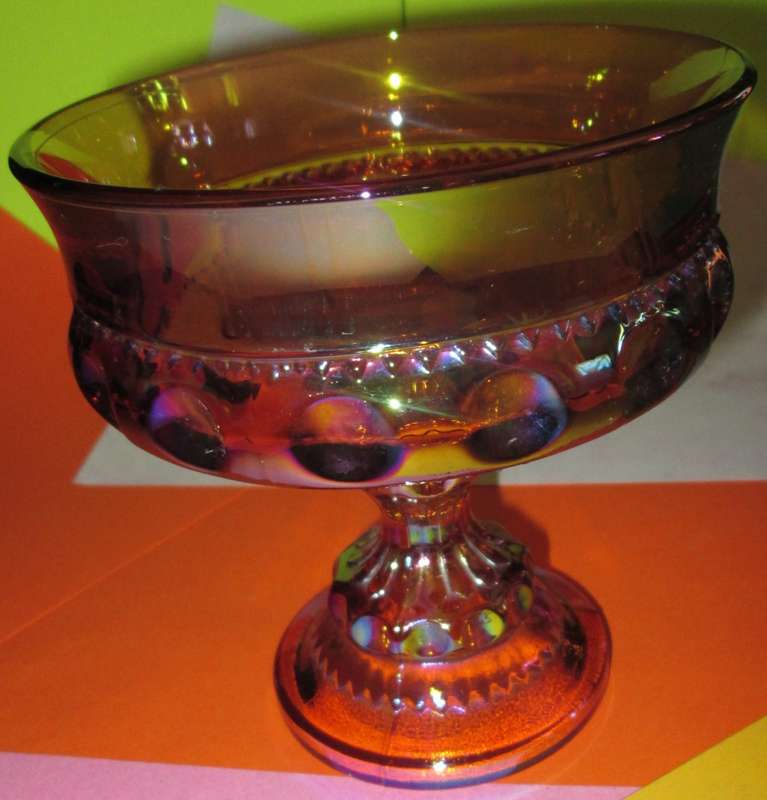 Home Decor-Kitchen Ware-Serving Ware- Indiana Glass Amber Kings Crown Footed Compote Sweet Dish