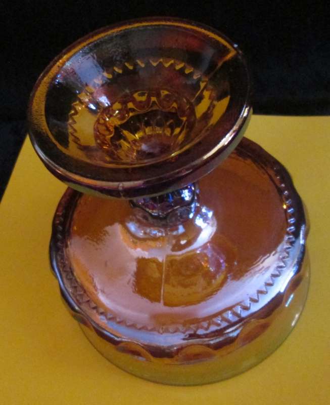 Home Decor-Kitchen Ware-Serving Ware- Indiana Glass Amber Kings Crown Footed Compote Sweet Dish