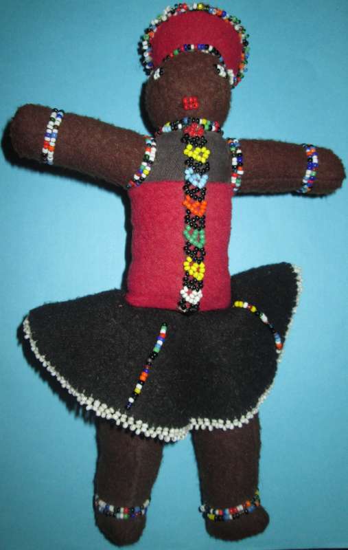 Home Decor-Collectable Handmade African Ndebele Doll with Baby