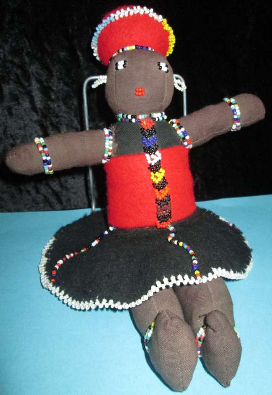 Home Decor-Collectable Handmade African Ndebele Doll with Baby