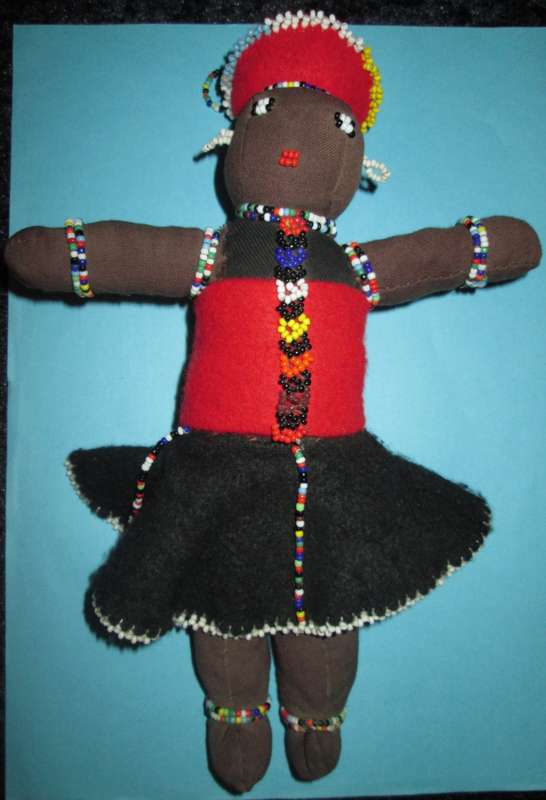 Home Decor-Collectable Handmade African Ndebele Doll with Baby