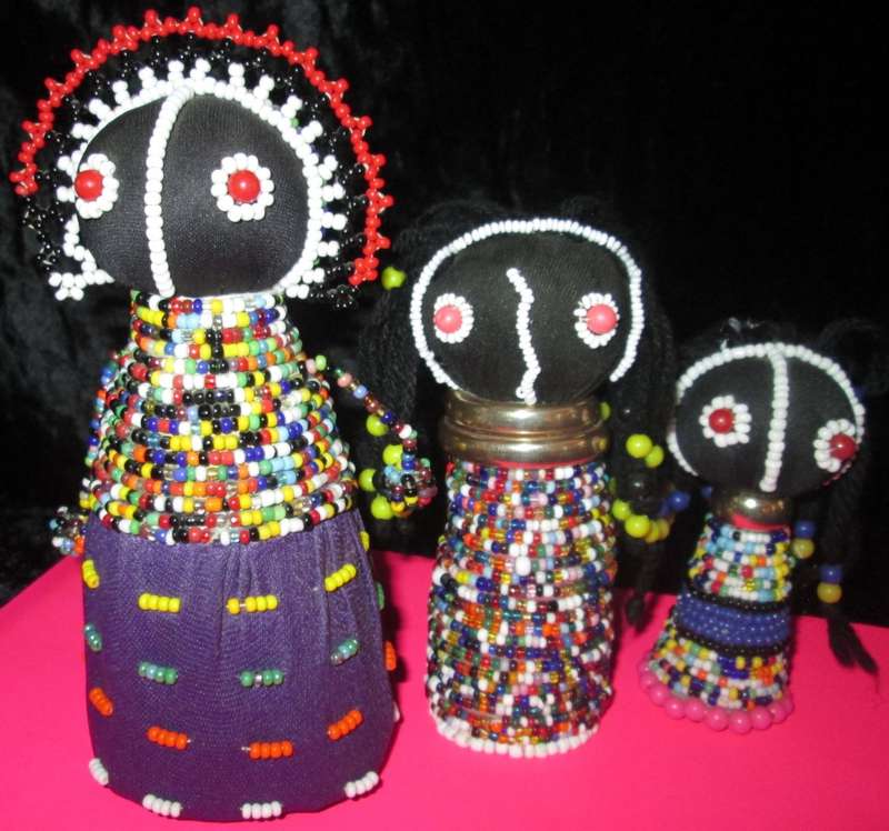 Home Decor-3 x Collectable Handmade African Ndebele Dolls