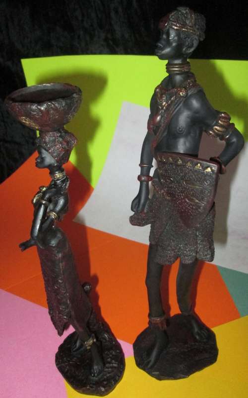 Home Decor-Pair of Collectable African Male & Female Figures made from Resin.