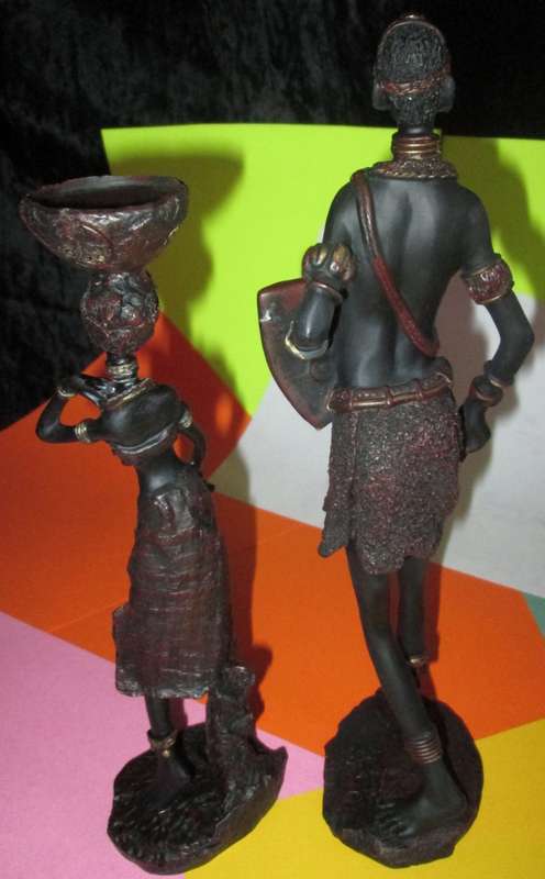 Home Decor-Pair of Collectable African Male & Female Figures made from Resin.