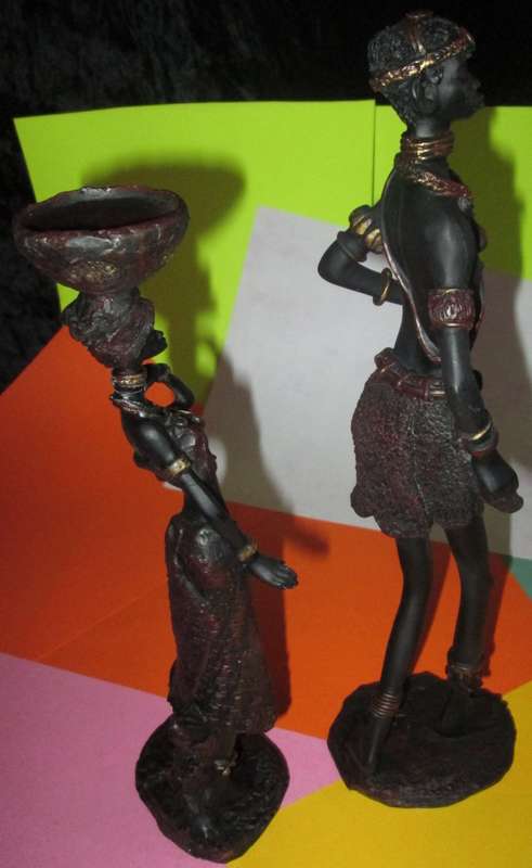 Home Decor-Pair of Collectable African Male & Female Figures made from Resin.