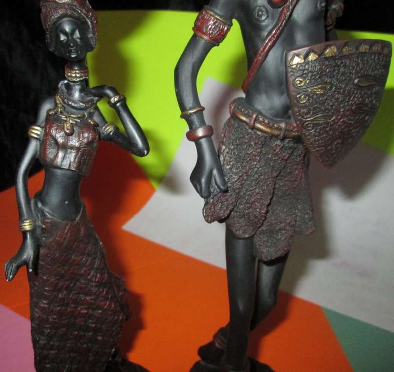 Home Decor-Pair of Collectable African Male & Female Figures made from Resin.