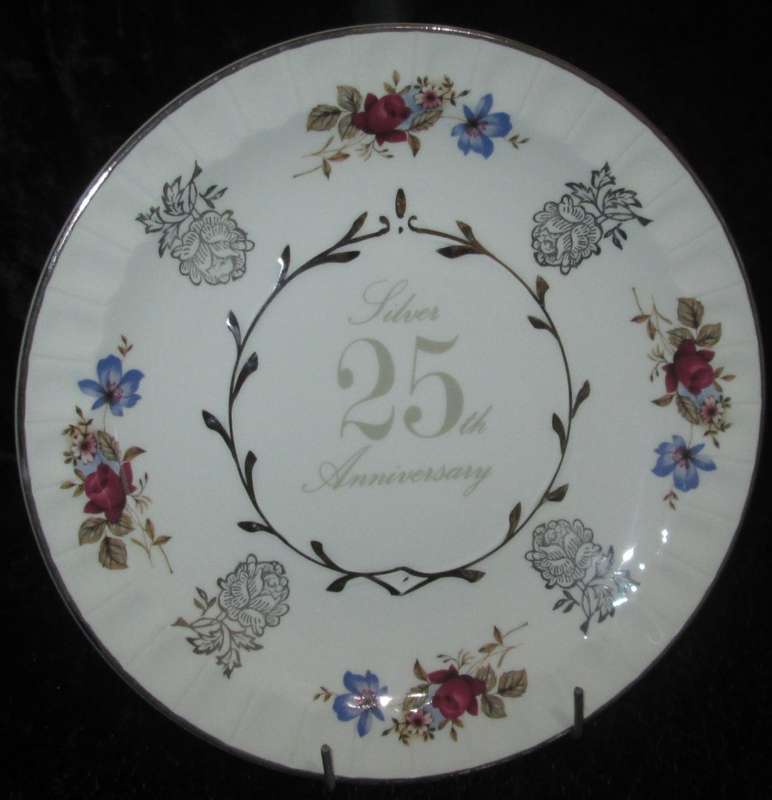 Home Decor-Display Plate-Avon Wood & Sons Staffordshire England-Silver 25th Anniversary