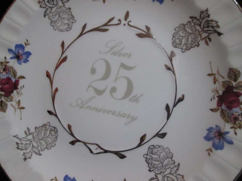 Home Decor-Display Plate-Avon Wood & Sons Staffordshire England-Silver 25th Anniversary