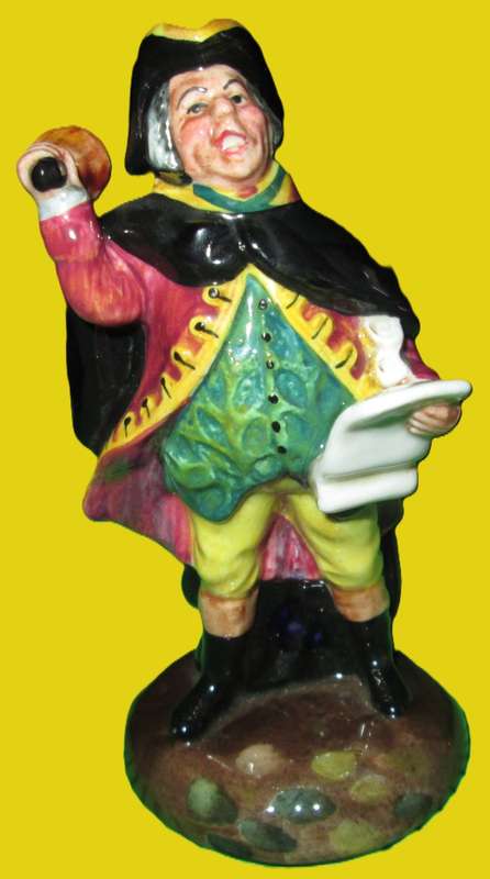 1988 Miniature Royal Doulton Figurine in Box-Town Crier HN3261-Hand Made and Hand Decorated.