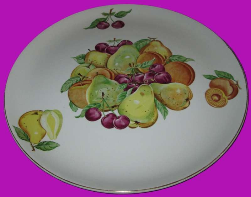 Kitchen Decor-Wall Decor-Ideal Ironstone Ware Plate-Fruit Scene