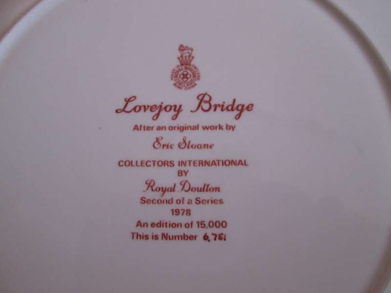 Wall Decor-Royal Doulton Plate-`Lovejoy Bridge` limited edition No 6751 out of 15000