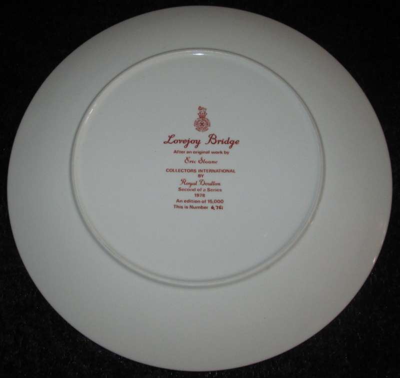 Wall Decor-Royal Doulton Plate-`Lovejoy Bridge` limited edition No 6751 out of 15000