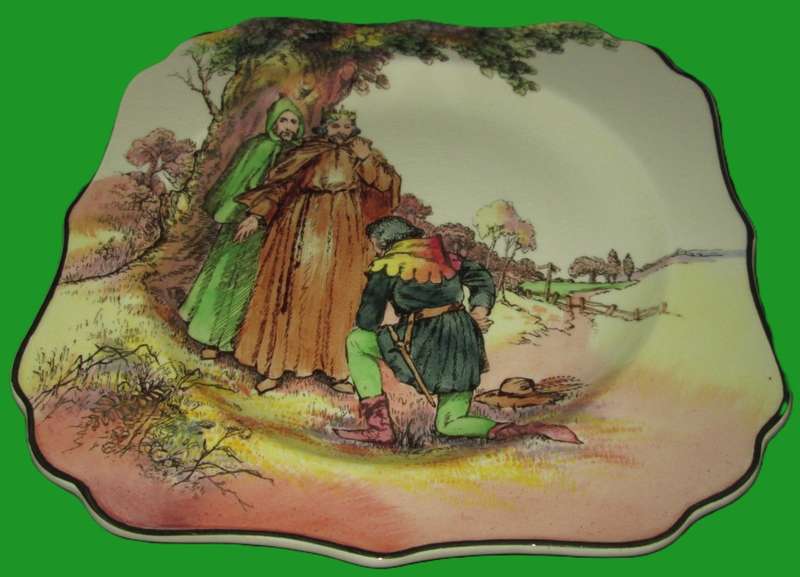 Wall Decor-Royal Doulton Plate-Under The Greenwood Tree D6341 19cm Square plate