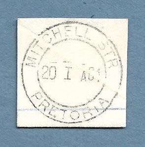 1961-Mitchell Street Pretoria Cancel/Postmark/Post Mark