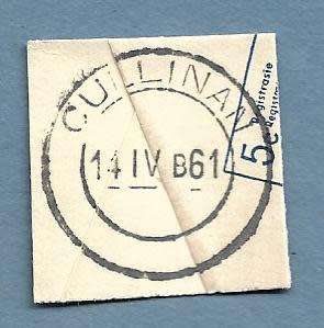 1961-Cullinan Cancel/Postmark/Post Mark