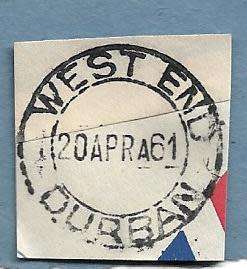 1961-West End Durban Cancel/Postmark/Post Mark