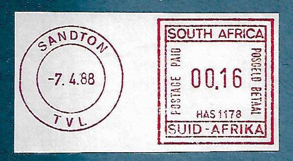 1988-Sandton-Postage paid- Cancel/Postmark/Post Mark