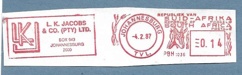 1987-Johannesburg Cancel/Postmark/Post Mark
