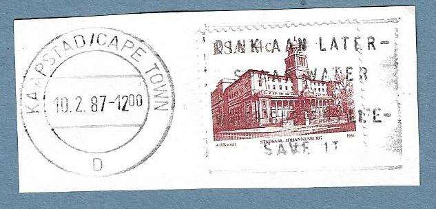 1987-Cape Town Cancel/Postmark/Post Mark