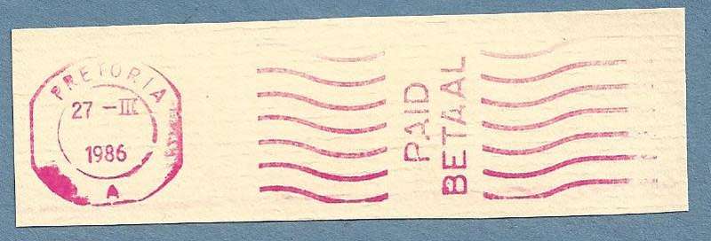 1986-Pretoria Cancel/Postmark/Post Mark