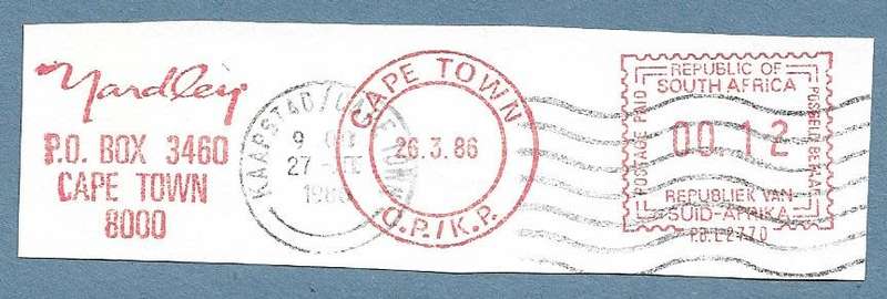 1986-Cape Town Cancel/Postmark/Post Mark