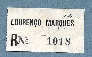Registration Label-Lourenco Marques RNO 1018