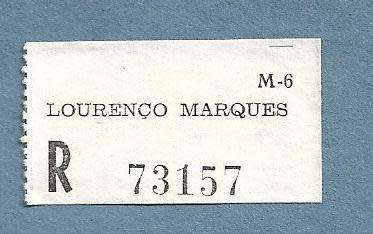 Registration Label-Lourenco Marques R 73157