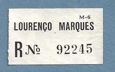 Registration Label-Lourenco Marques R 92245