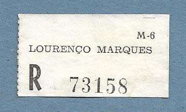 Registration Label-Lourenco Marques R 73158