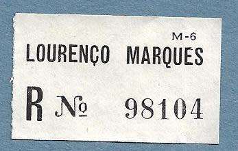 Registration Label-Lourenco Marques R 98104