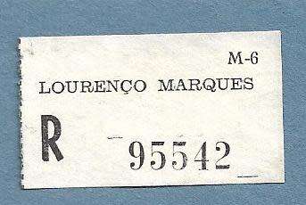Registration Label-Lourenco Marques R 95542