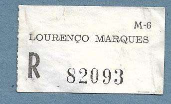 Registration Label-Lourenco Marques R 82093