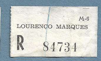 Registration Label-Lourenco Marques R 84734