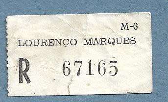 Registration Label-Lourenco Marques R 67165