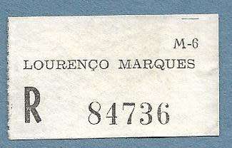 Registration Label-Lourenco Marques R 84736