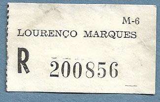 Registration Label-Lourenco Marques R 200856