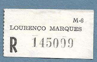 Registration Label-Lourenco Marques R 145009
