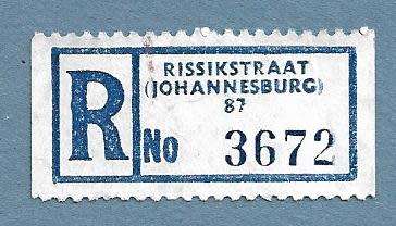 Registration Label-Rissikstraat Johannesburg 87-R 3672