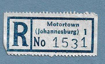 Registration Label-Motortown Johannesburg 1-R 1531