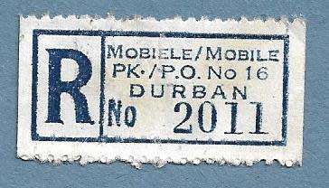 Registration Label-Mobile P.O. NO 16 Durban -R 2011