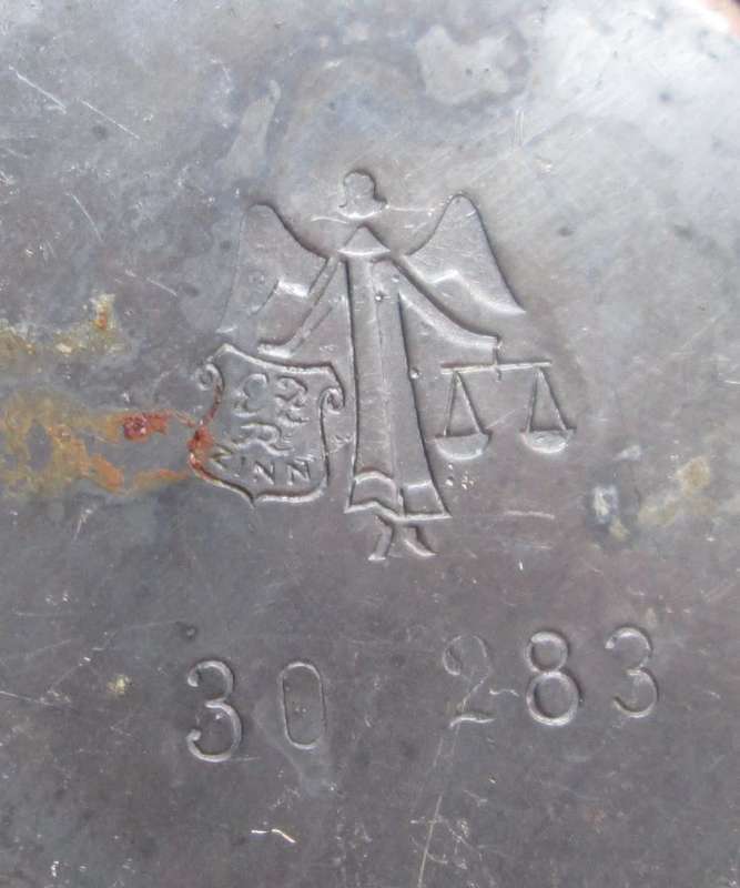 Home & Living-Kitchenware- German Pewter Cup EZN? Zinn with angel and scale back stamp.