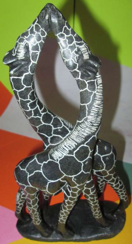 Home Decor-Ornaments-Pair of Handmade Giraffes - Possibly Rhodesian Soap Stone