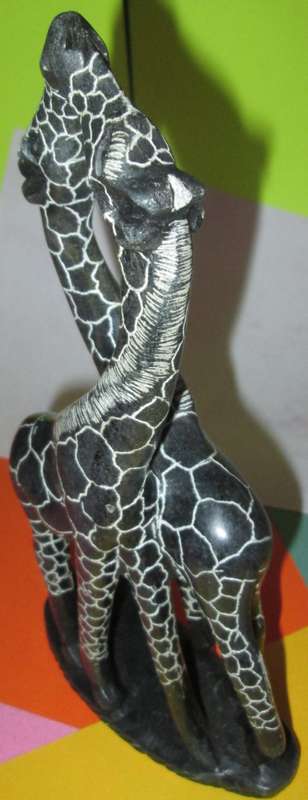 Home Decor-Ornaments-Pair of Handmade Giraffes - Possibly Rhodesian Soap Stone