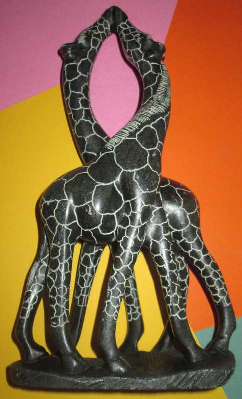 Home Decor-Ornaments-Pair of Handmade Giraffes - Possibly Rhodesian Soap Stone