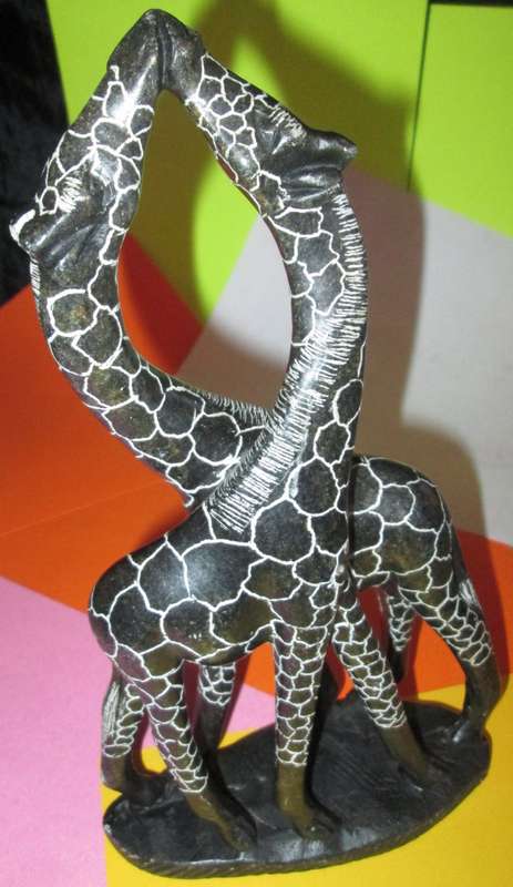 Home Decor-Ornaments-Pair of Handmade Giraffes - Possibly Rhodesian Soap Stone
