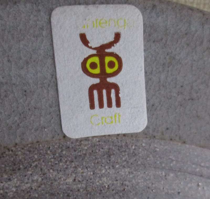 Mantenga Craft centre, Swaziland.Serving Ware-Pottery Butter/Cheese Dish LABEL ATTACHED